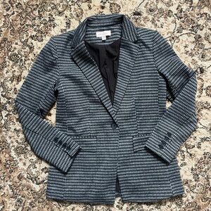 Philosophy Women’s Size Medium Houndstooth Blazer Office Black White Winter Work